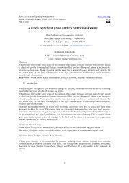 Pdf A Study On Wheat Grass And Its Nutritional Value
