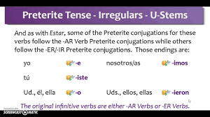 To learn how to form preterite conjugations, keep reading. Spanish Preterite Tense U Stem Verbs Youtube