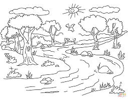 Printable colouring pages for kids and adults. Landscape Easy Nature Coloring Pages Novocom Top