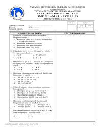 Latihan soal matematika kelas 7 himpunan. Latihan Soal Himpunan Pdf