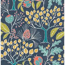 Using the long 23″ metal spreader as a straight edge, trim the excess wallpaper with the. Nu3038 Groovy Garden Navy Peel Stick Wallpaper By Nuwallpaper