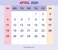 During every month, except for the shorter month of february, you are able to view every phase of the moon on. April 2021 Monthly Calendar Monthly Planner Printable Free Sunday Start Matildastory Com