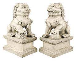 Large Set Of Foo Dogs Guardian Lions Pair Of Indoor Outdoor Garden Statues Foo Dog Guardian Lion Outdoor Garden Statues