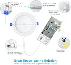 Ensenior 12 Pack 4 Inch Ultra Thin Led Recessed Ceiling Light With Junction Box 5000k Daylight 9w 75w Eqv Dimmable Can Killer Downlig