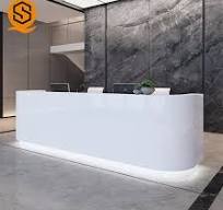 Luxury Office Furniture Front Counter Design White Modern LED Reception Desk