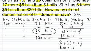 Plus model problems explained step by step. Algebra 1 Help Solving Money Word Problems Youtube