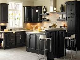 Clean Modern Black Kitchen With White Tile Floors And Counters Large Window For Affordable Kitchen Cabinets Cheap Kitchen Cabinets Wholesale Kitchen Cabinets