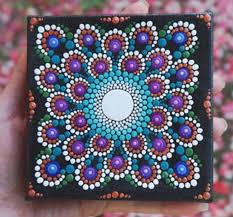 Mandalas can contain both geometric and organic forms. Square Mandala Dot Art Painting Mandala Painted Rocks Mandala Painting