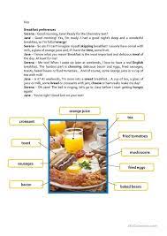 Breakfast Preferences English Esl Worksheets For Distance Learning And Physical Classrooms Reading Comprehension Worksheets Breakfast Comprehension