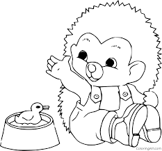 You can print at home or use on digitally painting software as you like. Little Hedgehog And A Rubber Duck Coloring Page Coloringall