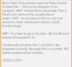 If you can ace this general knowledge quiz, you know more t. Bruno S Ladies Club On Twitter Bruno Mars Trivia Favoritecologne Blc Contest Prize M A M A Earth Earth Essence Oil Http T Co Fddwtme9io