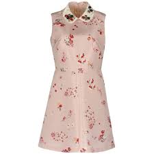 Redvalentino Short Dress 525 Liked On Polyvore Featuring Dresses Skin Colour Pink Peter Pan Col Beaded Dress Short Floral Dresses Short Pink Dress Short
