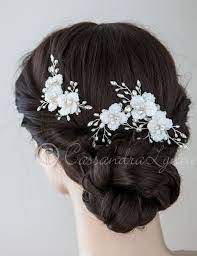 Bridal Clip Set Of Sequin Flowers And Pearls Wedding Hair Clips Wedding Hair Inspiration Summer Wedding Hairstyles
