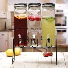 Triple Half Gallon Clear Beverage Dispenser With Stand Drink Dispenser Cooking Gadgets Cool Kitchen Gadgets