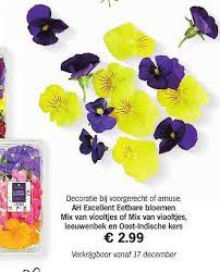 Doe alles in je glas, schenk er 250 milliliter kokend water overheen en laat 5 minuten trekken. Ah Excellent Eetbare Bloemen Aanbieding Bij Albert Heijn