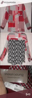 Sharon Young Button Down Blouse | Sharon young, Colorful shirts, Black and  red