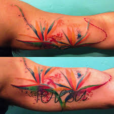 Bird Of Paradise Flower Tattoo Meaning I Finally Added Some Watercolor Birds Of Paradise Flowers To My Grandmas Name Bird Of Paradise Tattoo Beauty Tattoos Flower Tattoos
