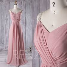 Bridesmaid Dress Dusty Rose Chiffon Wedding Dress Beaded Etsy Dusty Rose Bridesmaid Dress Chiffon Dusty Rose Dress Dusty Rose Bridesmaid Dresses