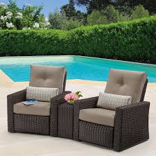 Layton 3 Piece Woven Outdoor Recliner Set Outdoor Recliner Recliner Sunbrella Fabric Cushions