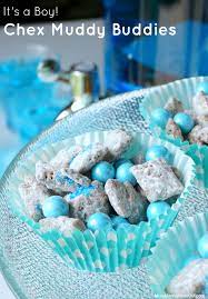 Chex Muddy Buddies Recipe For A Baby Shower Pink Blue Baby Shower Snacks Baby Shower Food Baby Shower Desserts