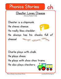 Phonics reading stories for ending blends ng nk nt nd. Chester Loves Cheese Ch Phonics Stories Reading Comprehension Worksheet Have Fun Teaching