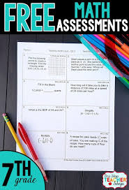 Seventh Grade Math Assessments Quizzes Free Math Assessment Seventh Grade Math 7th Grade Math