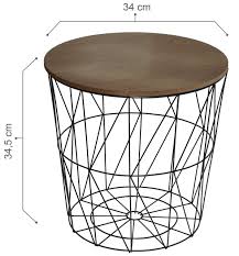 Calutea Moderner Beistelltisch Rund Drahtkorb Metall Schwarz Holz Design Braun In 2020 With Images Side Table Home Decor Table