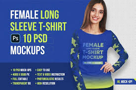 You can easily adapt the design to your requirements. Female Long Sleeve T Shirt Mockups Creative Photoshop Templates Creative Market
