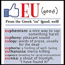 The Word Root Eu Means Good It Can Be Found In Such Words As Eulogy Euphemism Euphony And Euphoria Unfortuna Vocabulary Words English Words Words