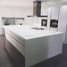 One Of The Biggest Islands Ever To Leave The Workshop 80mm Thick Corian Glacier White Surface Measuring Over 3700mm Long And Corian Worktops Corian Work Tops
