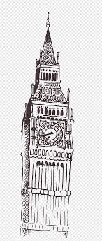 Big Ben Haber S Drawing Clock Tower Big Ben London Monochrome Png Pngegg