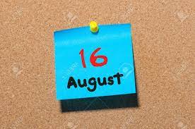 August 16th. Day 16 Of Month, Color Sticker Calendar On Notice Board. Stock Photo, Picture and Royalty Free Image. Image 65247872.
