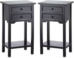 Amazon Com Set Of 2 Black Table With 2 Drawers Home Kitchen In 2020 Bedroom Night Stands Small Nightstand Black Bedside Table