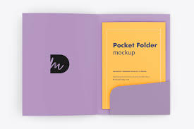 This presentation folder's logo features two interlocking shapes with a metallic shine, framing full with this set of mockup templates, you get eight different views of a folder with curved pockets and. Free Pocket Folder Mockup Mockup Daddy