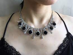 Victorian Black Crystals Necklace Wedding Necklace Bridal Etsy Bridal Necklace Wedding Necklace Crystal Necklace