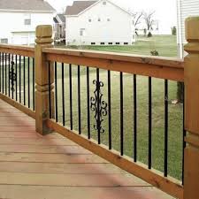 Black Aluminum Deck Railing Baluster Deckorail 7 375 In X 14 75 In Black Aluminum Fleur De Lis Centerpiece 58843 The Home Depot Patio Deck Designs Concrete Patio Deck Railing Design