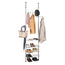 Wenko Apollon 11 In D X 24 In W X 70 8 In H Grey Metal Coated 4 Shelves Closet System 6200060100 The Home Depot Clothing Rack Clothes Storage Systems Closet System