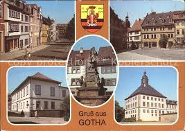 Klicken sie hier um mehr informationen zu dieser webseite zu erhalten. Gotha Thueringen Hauptmarkt Haus Zur Goldenen Schelle Gedenkstaette Gothaer Parteitag 1875 Schellenbrunnen Schloss Friedenstein Kat Gotha Nr Kg58