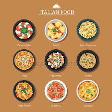 Set Of Italian Food Flat Design Vector Illustration Background Ide Makanan Makan Malam Makanan Dan Minuman