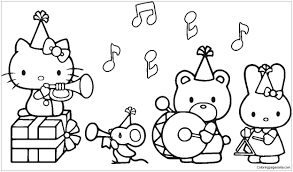 Printable stickers for happy birthday party. Hello Kitty With Her Friends In The Birthday Party Coloring Pages Cartoons Coloring Pages Free Printable Coloring Pages Online