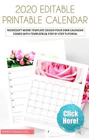 All of these calendars are printable, editable and downloadable as pdf and docx. 2020 Printable Calendar Goals Pam Brossman