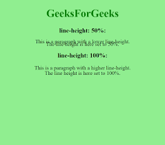 How To Set Line Height In Percent Using Css Geeksforgeeks