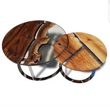 Handmade epxoy resin poured accent table, 24 round x 23 tall, 3 hairpin legs. Round Wood Epoxy Table Novocom Top