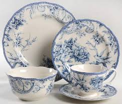Adelaide Blue And White 5 Piece Place Setting By 222 Fifth Pts Replacements Ltd Blue And White Dinnerware Blue Dinnerware Blue And White China