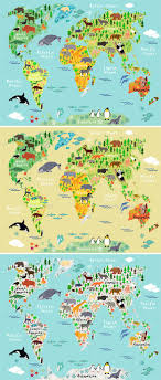 Animal Map Of The World For Children And Kids Geography For Kids Animals For Kids World Map
