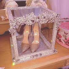 A Blinged Out Glass Display Box For A Pair Of Louboutin Wedding Shoes Beautiful Quinceanera Shoes Sweet 15 Party Ideas Quinceanera Sweet 15 Party Ideas