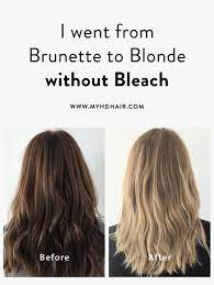 If you want to go from dark brown hair to a platinum blonde, you'll have to bleach it. I Went From Brunette To Blonde Without Bleach Here S How Brunette To Blonde Hair Dye Removal How To Lighten Hair