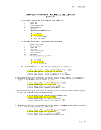 Introduction the jurisdiction and powers of court under the malaysian hierarchy of courts are contained principally in the courts of judicature act 1964 (act 91) for the superior courts that is, the federal court, the court of appeal and the high. 2020 Test 1 Malaysian Legal System Copy Studocu