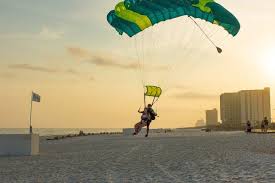 From the ground to the sky she hit every angle! Beach Skydiving Land On Orange Beach Skydive The Gulf