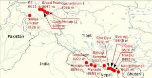 Nepal, long under the rule of hereditary prime ministers favouring a policy of isolation, remained closed to the outside world until a palace revolt in 1950 restored the crown's authority in 1951; Achttausender Wikipedia